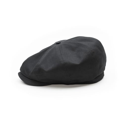 Sterkowski Shelby Paperboy Hat | 100% Softened Cotton Newsboy Cap for Men | 8 Panel Peaky Style - color: Black, size: 7 3/8