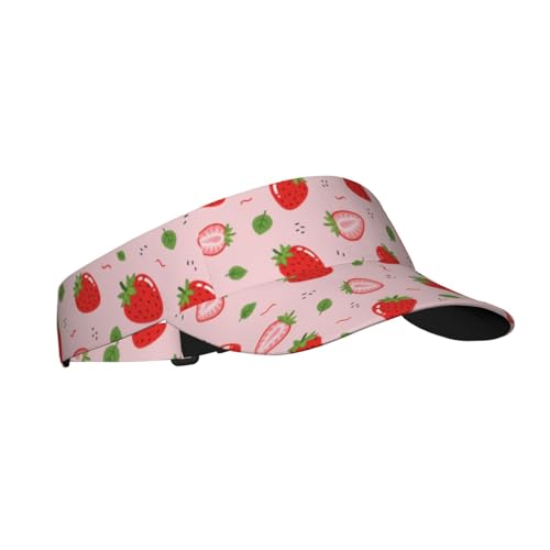Sun Visor Hats Adjustable Open Top Sport Hat for Golf Women/Men - color: Cut Strawberry