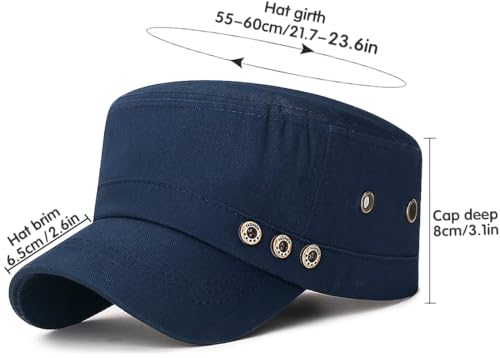 Men's Military Cadet Hat Flat Top Newsboy Cap - color: A - Navy