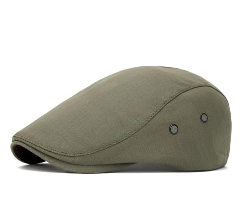 Quanhaigou Unisex Denim Newsboy Hats Flat Ivy Gatsby Cabbie Driving Berets Hat Cotton Dad Cap for Men Women - color: Solid Army Green