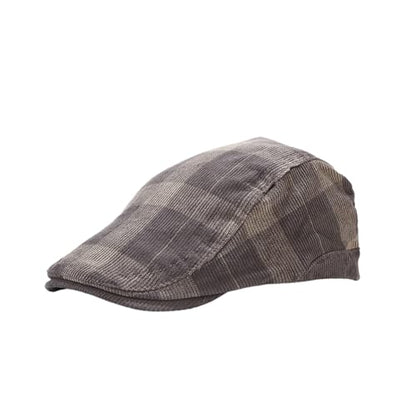 yolrdiw Classic Plaid Gatsby Ivy Flat Cap Cabbie Driving Newsboy Hat for Men Women Boy - color: Grey