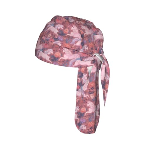 Adjustable Cycling Cap, Quick Dry Sports Bandana Skull Cap Helmet Liner - color: Beautiful Unicorn Flowers