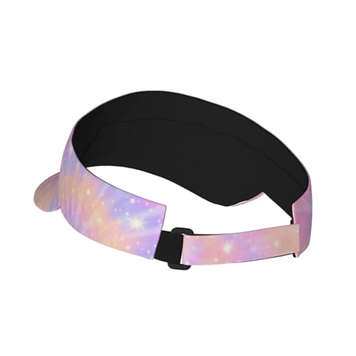 Unisex Sports Sun Visor Hats Adjustable Lightweight Packable Printed Empty Top Cap for Running Pickleball Golf Tennis - color: Pastel Pink Purple Tie Dye