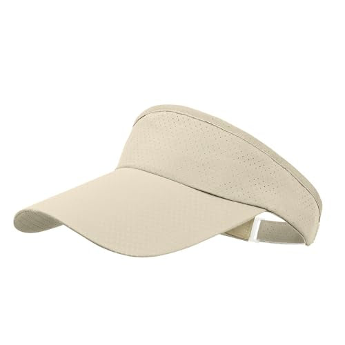 moonsix Sun Visor Cap for man for Woman, Outdoor Sport Cap Wide Brim Adjustable Visor Golf Hat - color: Light Beige