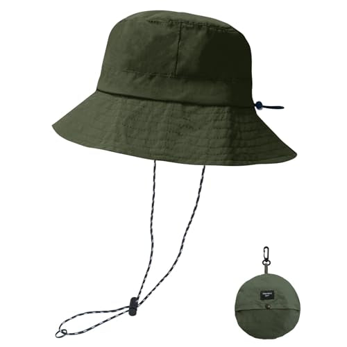 NPQQUAN Sun Bucket Hats for Woman Men Lightweight Sun Hat Packable Foldable - color: (Pure Green)