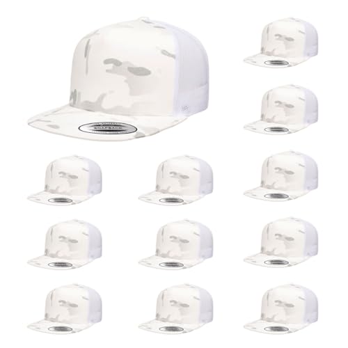 Yupoong 5-Panel YP Classic Trucker Cap | High Profile Flat Visor Snapback - color: Multicam Alpine