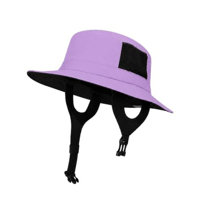 Surblue Surf Bucket Hat with Widened Chin Straps UPF 50+ Windproof Sun Hat Adjustable Packable Cap for Water Sports Surfing - color: Purple