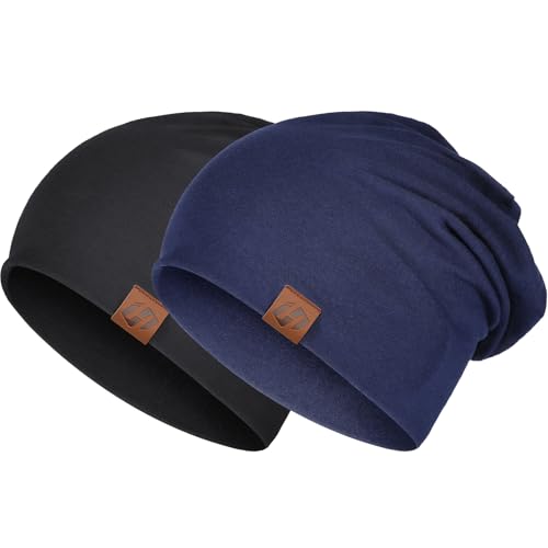 GXCROR Beanie Hats for Men,Beanie for Men Women,Slouchy Beanies - color: Black&blue