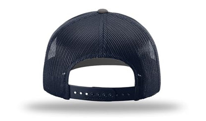 Richardson 112 Trucker Hat - Premium Blank Baseball Cap, Adjustable Snapback Hat - Structured Six Panel Richardson Blank Hats - color: Charcoal/ Navy