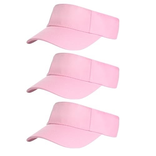 Yookat 3 Pack Visor Sun Hat Adjustable Sun Visor Caps Golf Tennis Visor Hat for Sports Girls Boys Outdoor - color: Pink
