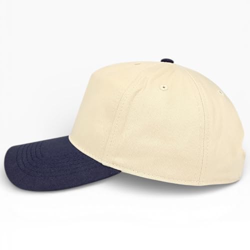 E BY ELIDAN Two Tone A-Frame Trucker Hat, 5-Panel Blank Baseball Snapback - color: Stone Navy