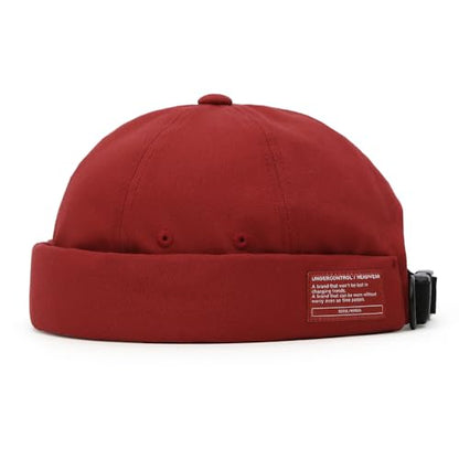 UNDERCONTROL Brimless Sailor Fisherman Leon Hat No Visor Miki Skull Docker Beanie Trawler Tactical Ring Cap for Men & Women - color: Red