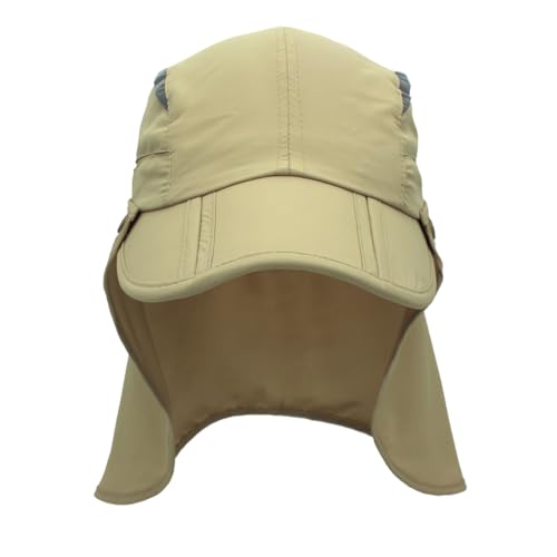 Connectyle Kids Sun Hat with Removable Neck Flap Outdoor Adventure Sun Cap for Boys Girls Foldable UPF 50+ Summer Beach Hat - color: Light Khaki