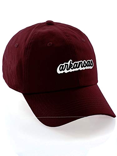 Classic Unstructured USA Cities Baseball Dad Hat 3D Raised PVC Letters Cap - color: Arkansas Burgundy - White Black