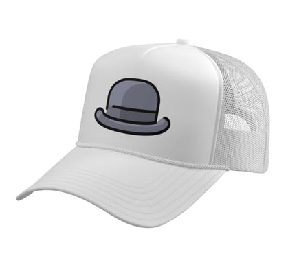 Really Like Bowler Hats Derby Bob Hat Trucker Hat with Adjustable Mesh Back - color: White