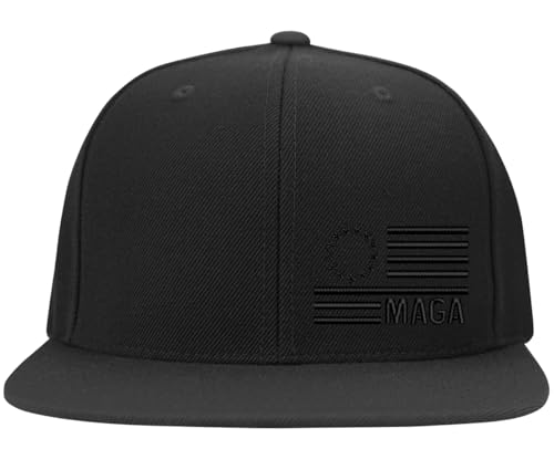BestSyracuse Make America Greek Again (MAGA) Flag Side Embroidered Fitted Hat - color: Black Flat Black Thread, size: Large-X-Large