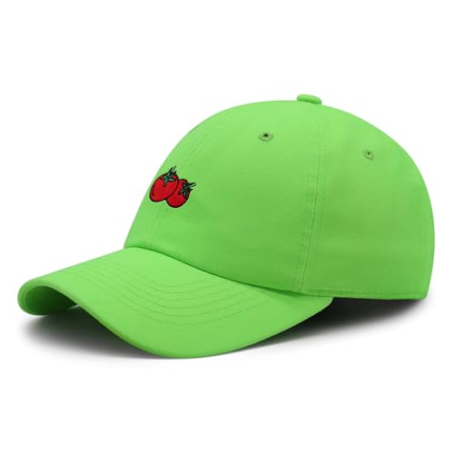 JPAK Two Tomatoes Premium Dad Hat Embroidered Cotton Baseball Cap Vegetables Embroidery - color: Neon Green