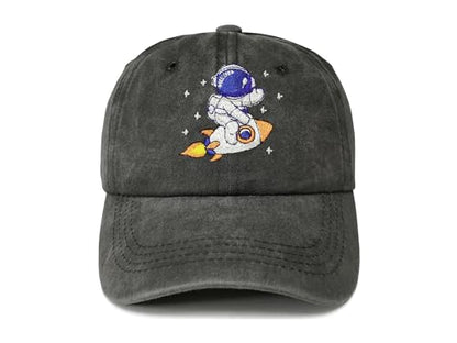 Embroidered Baseball Hats for Girls Boys - color: Astronaut (Washed Black)