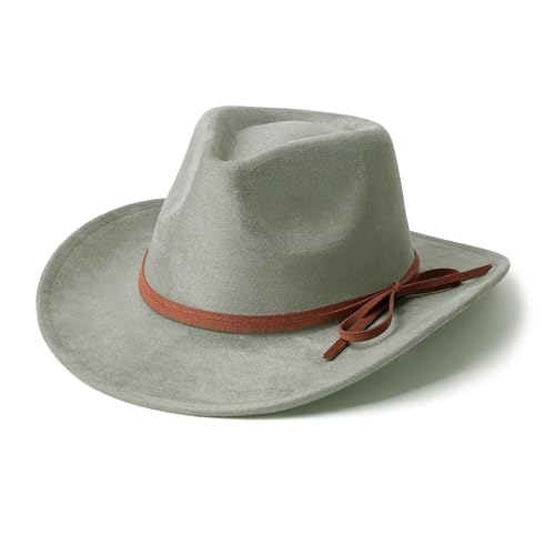 Suede Cowboy Hat for Women & Men Classic Western Hats - color: Olive