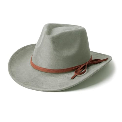 Suede Cowboy Hat for Women & Men Classic Western Hats - color: Olive