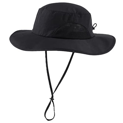 Home Prefer UPF50+ Mens Sun Hat Wide Brim Fishing Hat for Men UV Protection Womens Beach Bucket Hat for Golf Hiking Gardening - color: Black