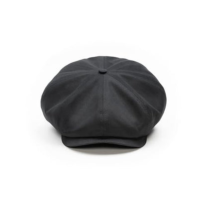 Sterkowski Shelby Paperboy Hat | 100% Softened Cotton Newsboy Cap for Men | 8 Panel Peaky Style - color: Black, size: 7 3/8