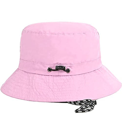 Waterproof Bucket Hat for Women and Men - UV Protection Beach Sun Hat Fishing Safari Boonie Hat Rain Hat Adjustable Packable - color: Pink - Waterproof
