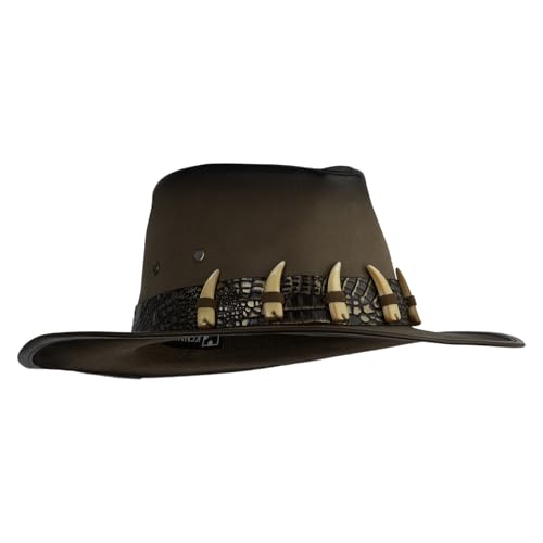 e4Hats.com UPF 50+ Australian Outback Faux Leather Hat - color: Crocodile Teeth a, size: Large