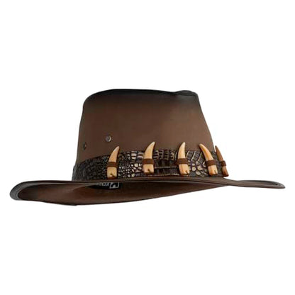 e4Hats.com UPF 50+ Australian Outback Faux Leather Hat - color: Crocodile Teeth a, size: Large