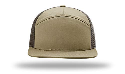 Seven-Panel Trucker Richardson Leather Patch Cap - color: Pale Khaki/Brown, size: One Size