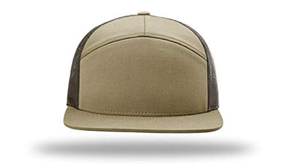 Seven-Panel Trucker Richardson Leather Patch Cap - color: Pale Khaki/Brown, size: One Size