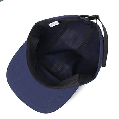 5 Panel Baseball Cap Camp Cap Taslon Short Brim Cap Quick Dry Hat Flat Bill Big Size Large Caps Oversize Running Hat - color: Dk Blue, size: 7 1/2