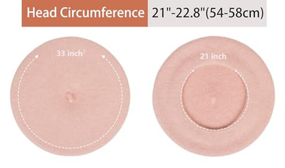 Women Wool Beret Hat, Classic French Artist Hat, Winter Warm Hat for Ladies - color: Thicker-pink