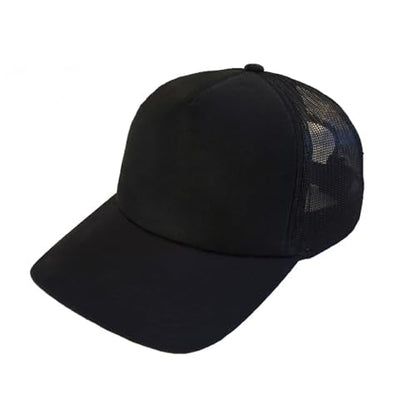 Trucker Hat for Men & Women, Mesh Back Baseball Cap, Adjustable Snapback, Breathable Lightweight Black Cap - color: Black (Pack of 1)