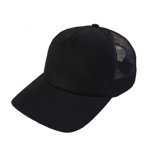 Trucker Hat for Men & Women, Mesh Back Baseball Cap, Adjustable Snapback, Breathable Lightweight Black Cap - color: Black (Pack of 1)