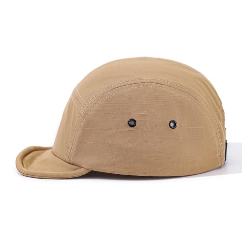 5 Panel Baseball Cap Soft Short Brim Hats for Men Cotton Trucker Hat Low Profile Dad Hats Cadet Caps Snapback Hats - color: Mg-pdym2585-khaki