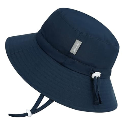 JAN & JUL Kids' Quick Dry Beach Bucket Sun-Hat for Swimming - color: Dark Navy, size: 6-24 Months