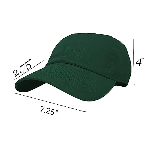 Glory Max 100% Cotton Baseball Cap Classic Plain Low Profile Golf Dad Hat Buckle Adjustable - color: Hunter Green