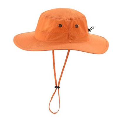 Home Prefer UPF50 Mens Sun Hat with Neck Flap Quick Dry UV Protection Cap Womens Wide Brim Fishing Hat Neck Flap Beach Garden - color: Orange