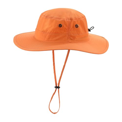 Home Prefer UPF50 Mens Sun Hat with Neck Flap Quick Dry UV Protection Cap Womens Wide Brim Fishing Hat Neck Flap Beach Garden - color: Orange