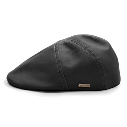 Sterkowski Ivy Five Newsboy | 100% Softened Cotton Flat Cap for Men | Breathable Airy 5 Panels Cap Without Lining - color: Black, size: 7 3/4