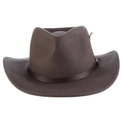 Scala - Outback Hat for Men, Wool Felt Sun Hat, Wide Brim UV Protection - color: Grey, size: Small