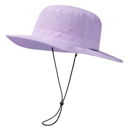 UPF 50+ Bucket Sun Hat with Laser Perforated Mesh Cooling Adjustable Breathable Lightweight for Outdoor Men Women - color: Purple