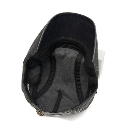 QHFHULV Newsboy Cap for Men Cotton Flat Gatsby Ivy Golf Cabbie Driving Hat - color: Brass Rivet Black