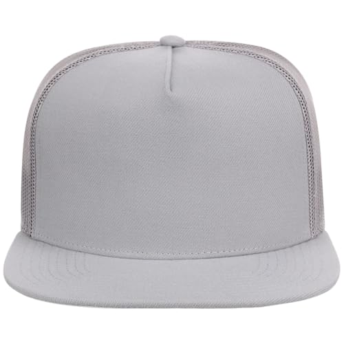 Lids Blank Essential 5-Panel Trucker Adjustable Snapback Hat - color: Grey