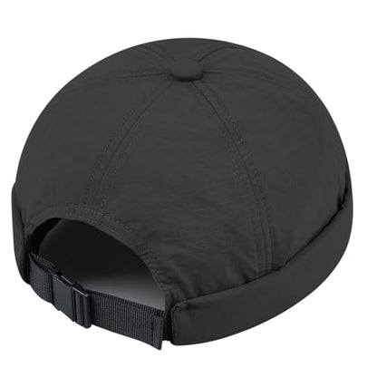 Clakllie Quick Dry Brimless Docker Cap for Men Summer Beanie Sailor Skullcap Lightweight Waterproof Adjustable No Brim Hat - color: S-ct81-black