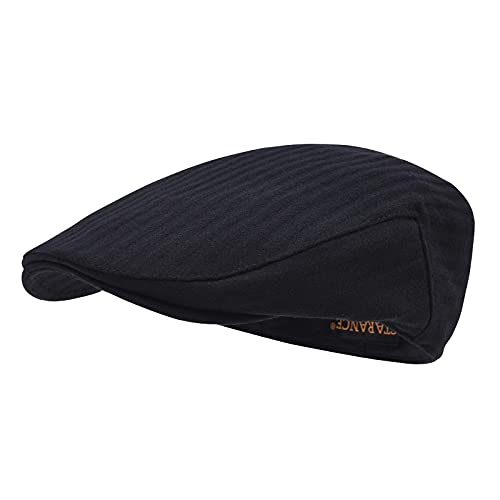 STARANCE Men Wool Blend Newsboy Cap Flat Hat - color: Black, size: 7 1/4