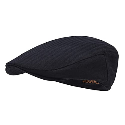 STARANCE Men Wool Blend Newsboy Cap Flat Hat - color: Black, size: 7 3/4