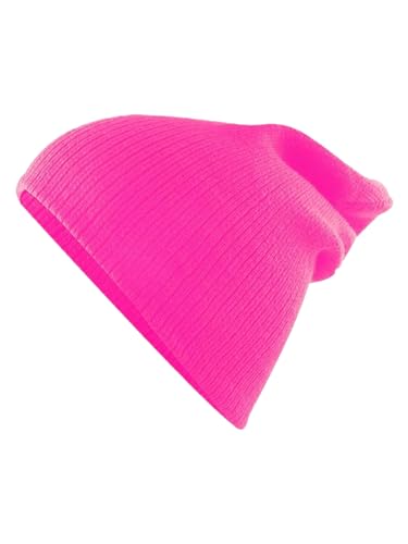 Century Star Kids Slouchy Beanie Halloween Costume Hat Winter Knit Cuff Toddler Boys Girls - color: Hot Pink