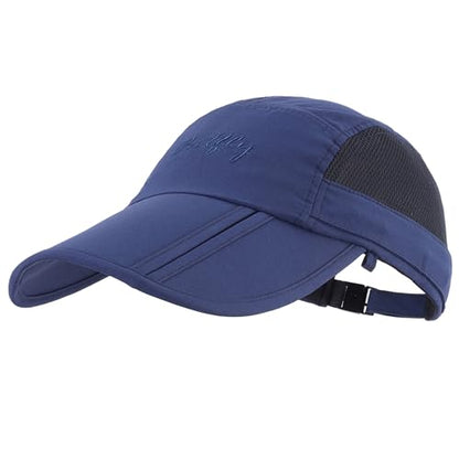 Connectyle Men's Foldable Baseball Sun Cap with Removable Face Mask Neck Flap Cover UPF 50+ Sun Protection Fishing Hiking Hat - color: Navy